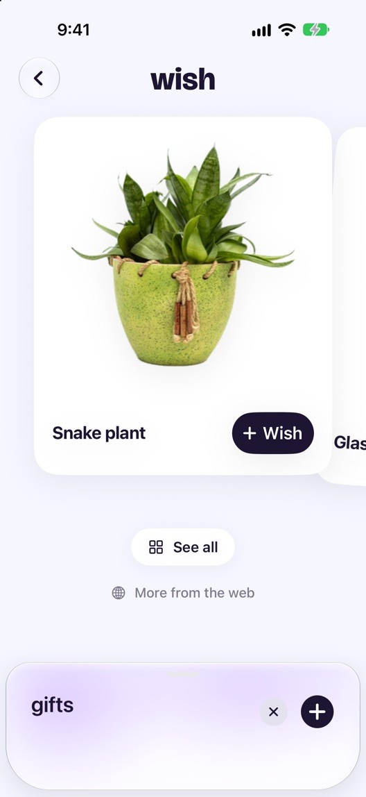 Search results in Wish